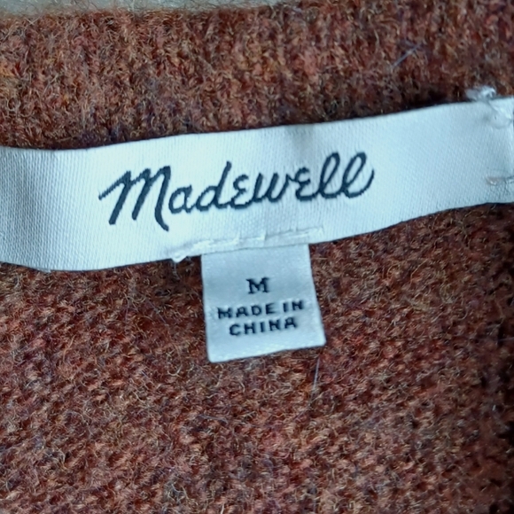 Brown Madewell Ryder open front cardigan wool/alpaca blend sz M - Picture 2 of 7